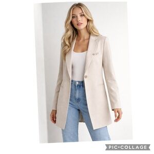 H&M SINGLE BUTTON LONG BLAZER